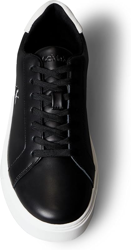 Herren Cupsole Sneaker Classic Laceup aus Leder, Schwarz (Black/Bright White), 42