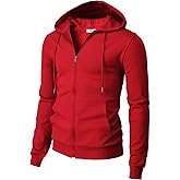 H2H Men's Zip Up Hoodie Lightweight Long Sleeve Basic Slim Fit Cotton SweatShirt with Pocket