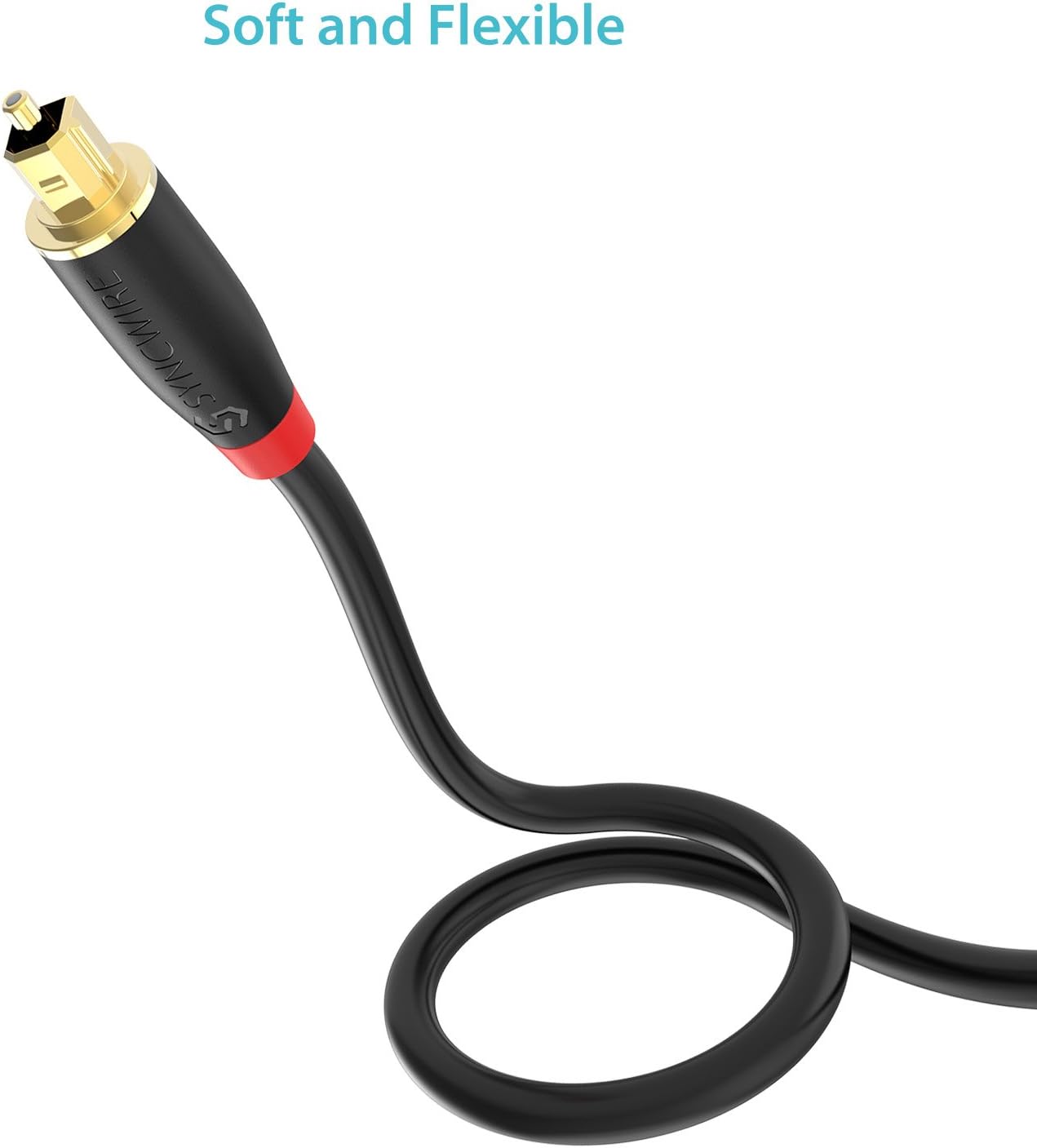 Digital Optical Audio Cable Toslink Cable - [24K Gold-Plated, Ultra-Durable] Syncwire Fiber Optic Male to Male Cord for Home Theater, Sound Bar, TV, PS4, Xbox, Playstation & More - 6ft: Computers & Accessories