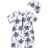 Newborn Infant Baby Boy Girls Shark One Piece Swimsuit Short Sleeve Zip Up Rash Guard Swimwear Sun Protection Bathing Suits