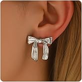 Kyazeo Dainty Bow Stud Earrings for Women 18K Gold Plated Minimalist Ribbon Stud Earring Cute Pearl Bowknot Earrings Simple Everday Jewelry for Her
