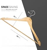 KEPLIN Strong Walnut Wood Hangers with 360° Hook, Round Trousers Bar, Notches view 2