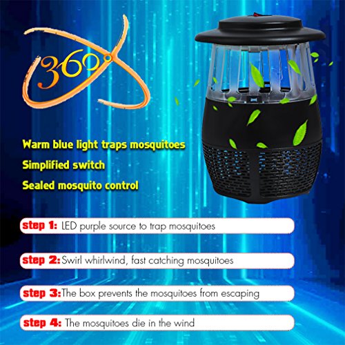 Dolloly Electronic Mosquito killer, Mosquito Trap LED Lamp, Bug Zapper Insect Killer, USB Power Mosquito Trap for Indoor and Outdoor Use 02 BK