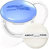 ABOUT TONE Air Fit Powder Pact 0.28oz - Makeup Fixing Pressed Powder Compact with Mirror and Puff Airy & Light Texture Face Blur Setting Finishing Translucent Sebum Control Lightweight Vegan Formula