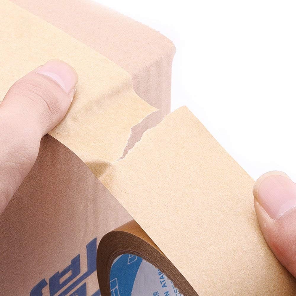 5Rolls Kraft Paper Tape Adhesive Flatback Packaging Sealing Tapes for Paper Backing Carton Box 60mm*19.7yd - Image 5