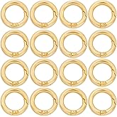 SUNNYCLUE 1 Box 32pcs o Ring Spring Clasp Gold Metal Spring o Ring 20mm Rack Plating Light Gold Alloy Round Keys Trigger Snap Hook Rings for Pursue Strap Keyrings DIY Making Crafting Accessory