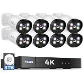 Hiseeu 4K Wired Security Camera System,8PCS 8MP CCTV Cameras,3TB HDD | Smart Color Night,Audio,AI Human/Vehicle Detection,Weatherproof,Surveillance DVR Kit