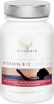 Vitamin B12 Tabletten | 1000µg pro Tagesdosis | 365 Tabletten | Jahresvorrat | 40.000% Tagesbedarf | Hochdosiertes Methylcoba