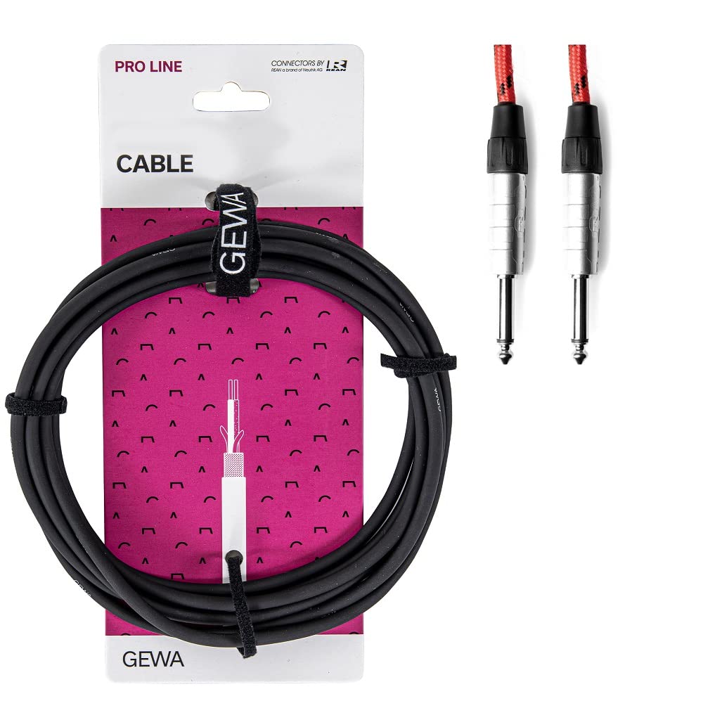 GEWA Instrument cable Mono Pro Line 6m jack, black red, 6.3 mm mono jack - 6.3 mm mono jack, 190517
