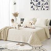 Tcksstex Waterproof and Anti-Slip Dog Bed Cover and Pet Blanket Sofa Pet Bed Mat ，car Incontinence Mattress Protectors Furniture Couch Cover for Most Cats Dogs, Pets （82x82- Ivory）