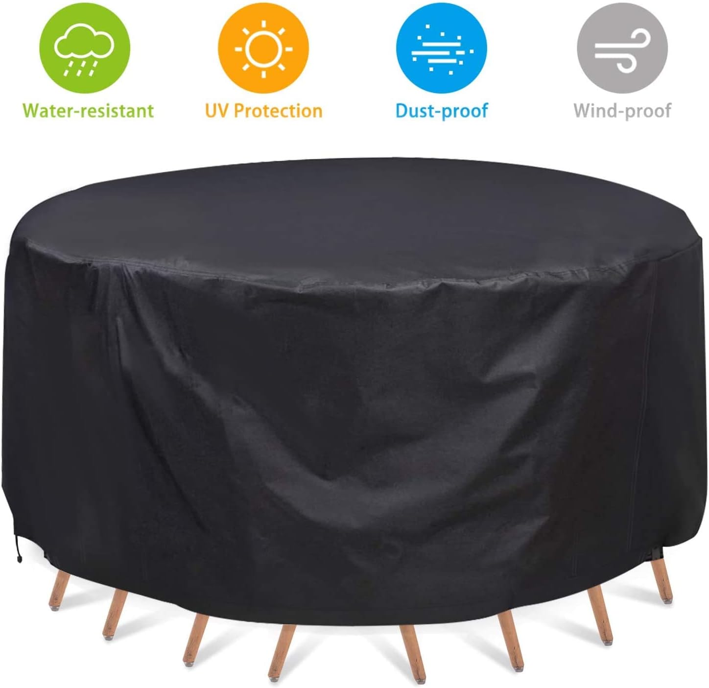 Battilo Home Patio Furniture Covers Waterproof Round Patio Table Chair Set Cover Waterproof 420d Fabric Uv Resistant Dust Proof Wind Protective 43 X90 Amazon Co Uk Garden Outdoors