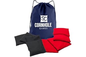 SC Cornhole Games Weather Resistant Cornhole Bags (Set of 8) - Professional Regulation Size/Weight (16 oz) - Use on Pro Corn Hole Boards or Bean Bag Toss Sets