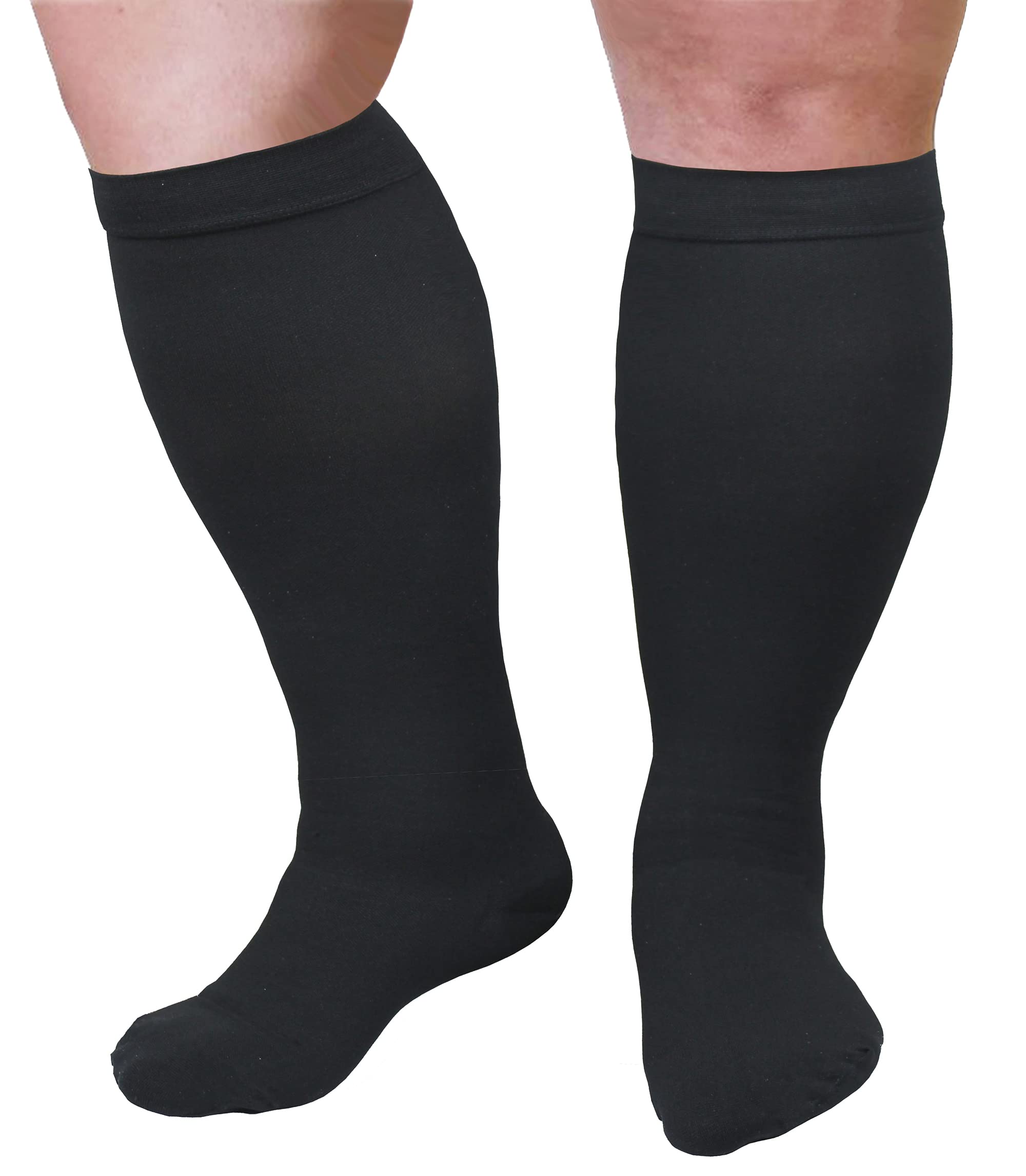 7XL Wide Plus Size Calf Compression for Men and Women 20-32 mmHg Nursing Athletic Travel Flight Socks Shin Splints Knee High - Black XXXXXXX-Large