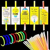 LiYiQ 50 Packs Christian Gifts Cards with 100 Glow Sticks Let Your Light Shine Cards with Glow Sticks Religious Bible Verse Cards for VBS Sunday School Supplies (Christian)