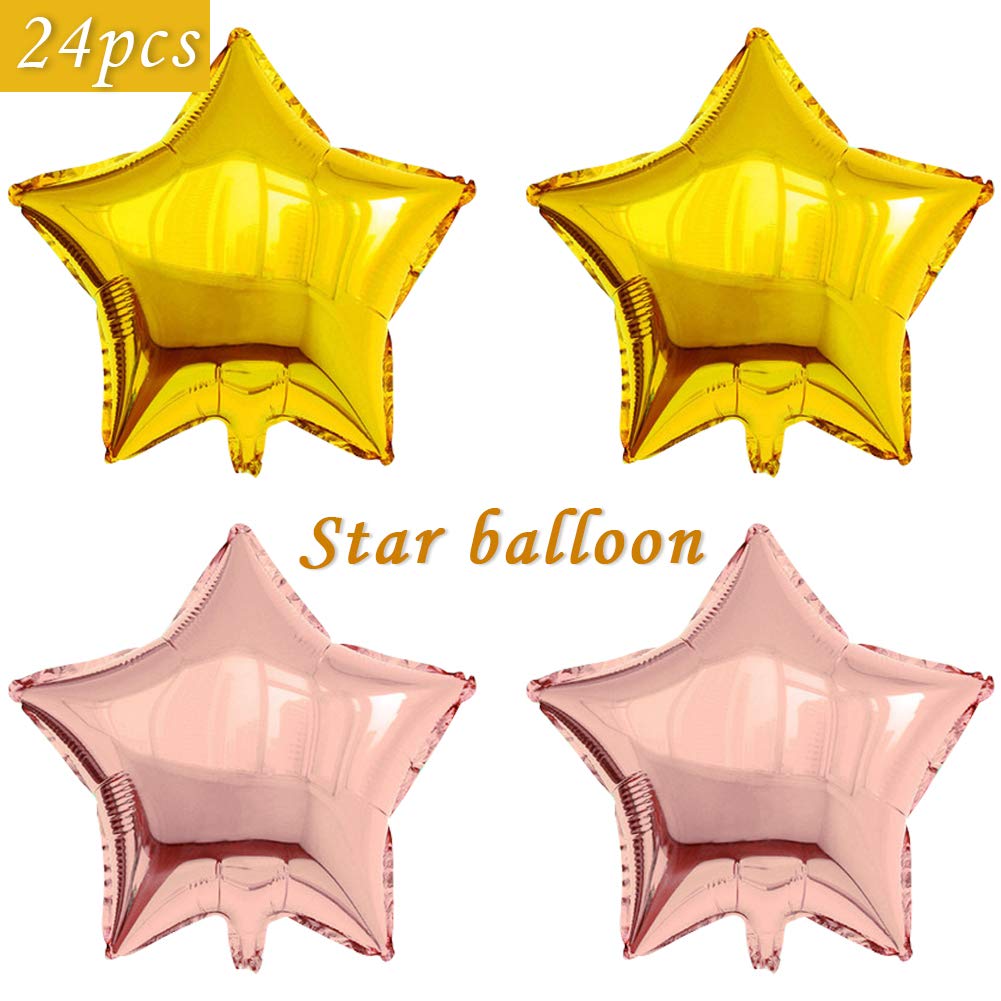 最新作 24個 星型 ホイル マイラーバルーン 18インチ 五角形バルーン 誕生日パーティーや結婚式の装飾用 ゴールド ローズ B07pvj2vzc ビーズレジンアクセサリー Www Wwmp Org Za
