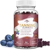 FitEval Tanning Gummies - Support a Natural Radiant Glow Year-Round - Oral Tan Support with Beta Carotene, Lycopene & Vitamins for Skin Health and Even Tone - Vegan & Sugar-Free Chews