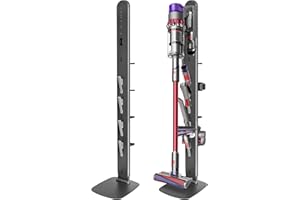 boailydi Metal Vacuum Stand for Dyson Gen5 V15 V12 V11 V10 V8 V7 V6 Cordless Vacuum Organizer with 4 Hooks & 4 Shelves, Hidden Cable Design, Space-Saving Attachment Holder for Dyson Cordless Vacuums