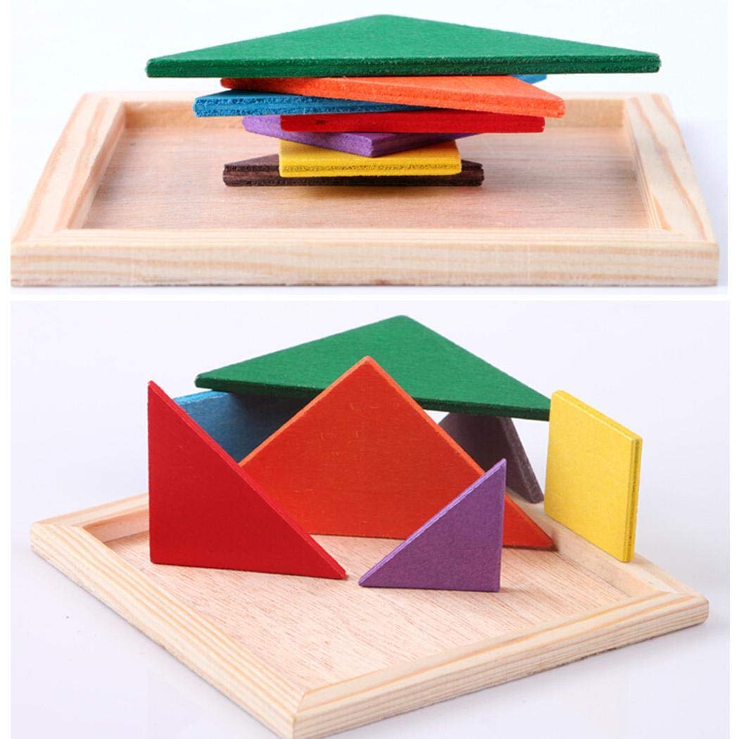 yagot Kinder Holz Puzzle Spielzeug Multicolor Tangram Früherziehung Spielzeug Kinder Tragbares Lernspielzeug
