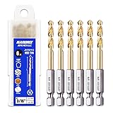 JEFE HEX 6-Piece 3/16" Twist Drill Bits HSS Hex