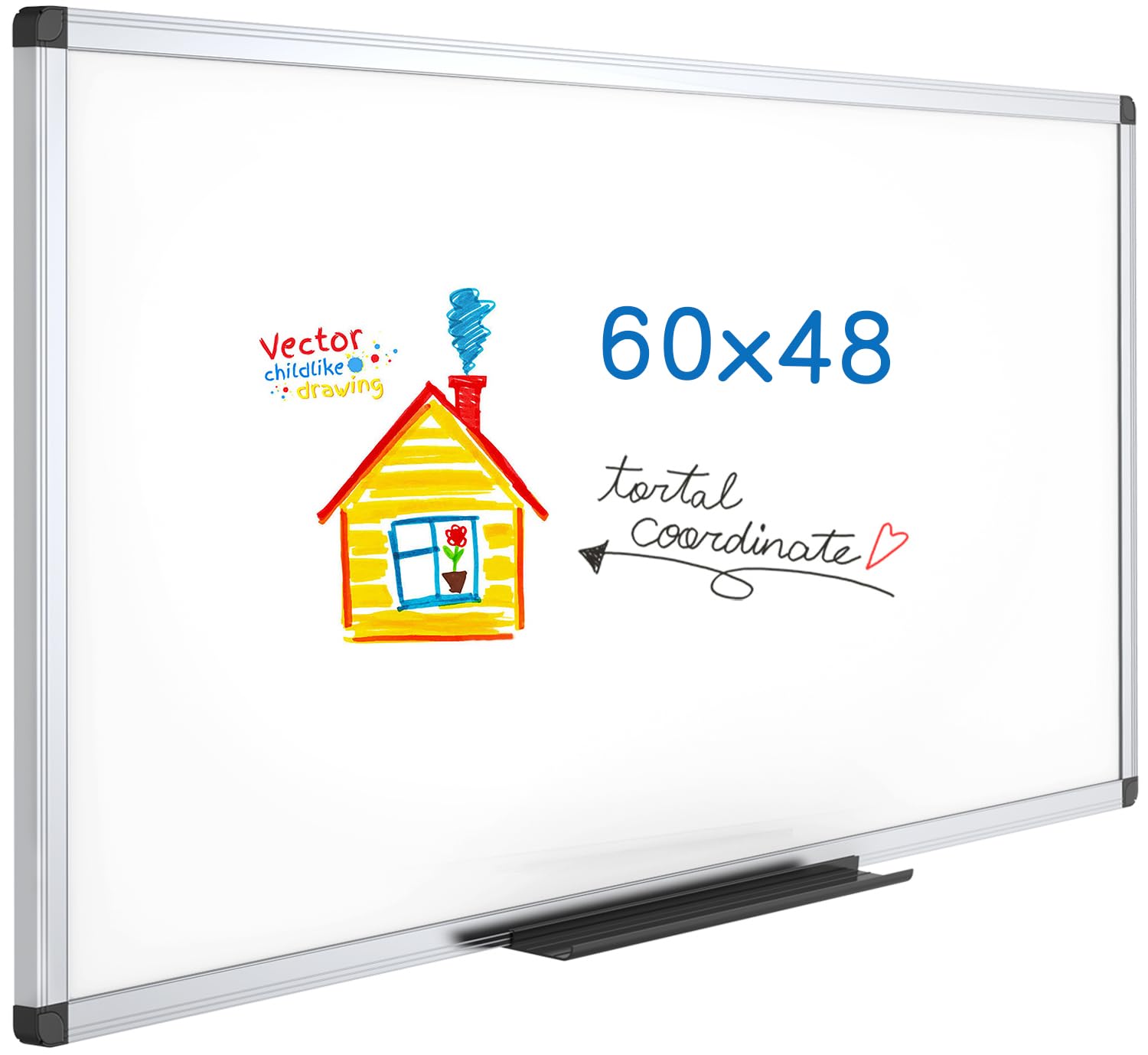 Photo 1 of VIZ-PRO Dry Erase Board/Magnetic Whiteboard, 60 x 48 Inches, Large Wall Mounted Board for School Office and Home 5' x 4'
