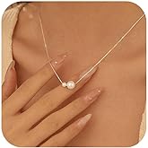 925 Sterling Silver Pearl Necklace for Women, Round Two Pearls Women's Necklaces Pendant Charm Choker Clover Best Friend Dainty Lariat Necklace Trendy Chain Stack Dainty Elegant Wedding Engagement Party Birthday Jewelry Gifts For Friendship Mom Girlfriend Daughter Her