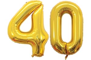 GOER Number 40 Balloons for 40th Birthday Party Decorations,42 Inch Jumbo Foil Helium Balloons for 40th Anniversary (Gold)