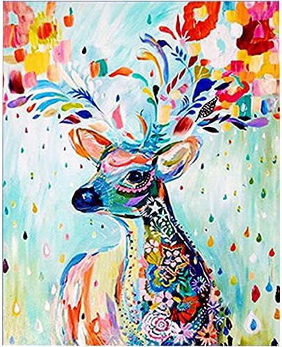 ZEJEUER 5D DIY Diamond Painting By Number Kits Full Drill Animal Rhinestone Diamond Embroidery Paintings (Elk,40x50cm)