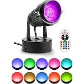 ZUCKEO 10W LED Spot Lights Indoor RGBW Color Changing Uplighting Indoor with Remote, 120V Christmas Spotlight Up Lights Plug in, Accent Landscape Lighting with Switch for House Halloween Decor(1Pack)
