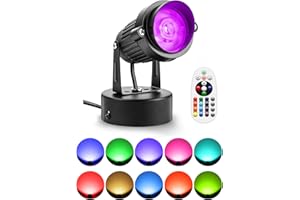 ZUCKEO 10W LED Spot Lights Indoor RGBW Color Changing Uplighting Indoor with Remote, 120V Christmas Spotlight Up Lights Plug in, Accent Landscape Lighting with Switch for House Halloween Decor(1Pack)