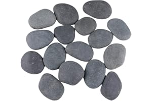 ROCKIMPACT 16 Painting Rocks Dark Gray Black Beach Pebbles Oval Stones Natural River Rocks Smooth Surface for Painting Art Stone Kindness Rocks Arts and Crafts (16 Stones, 2" to 3")