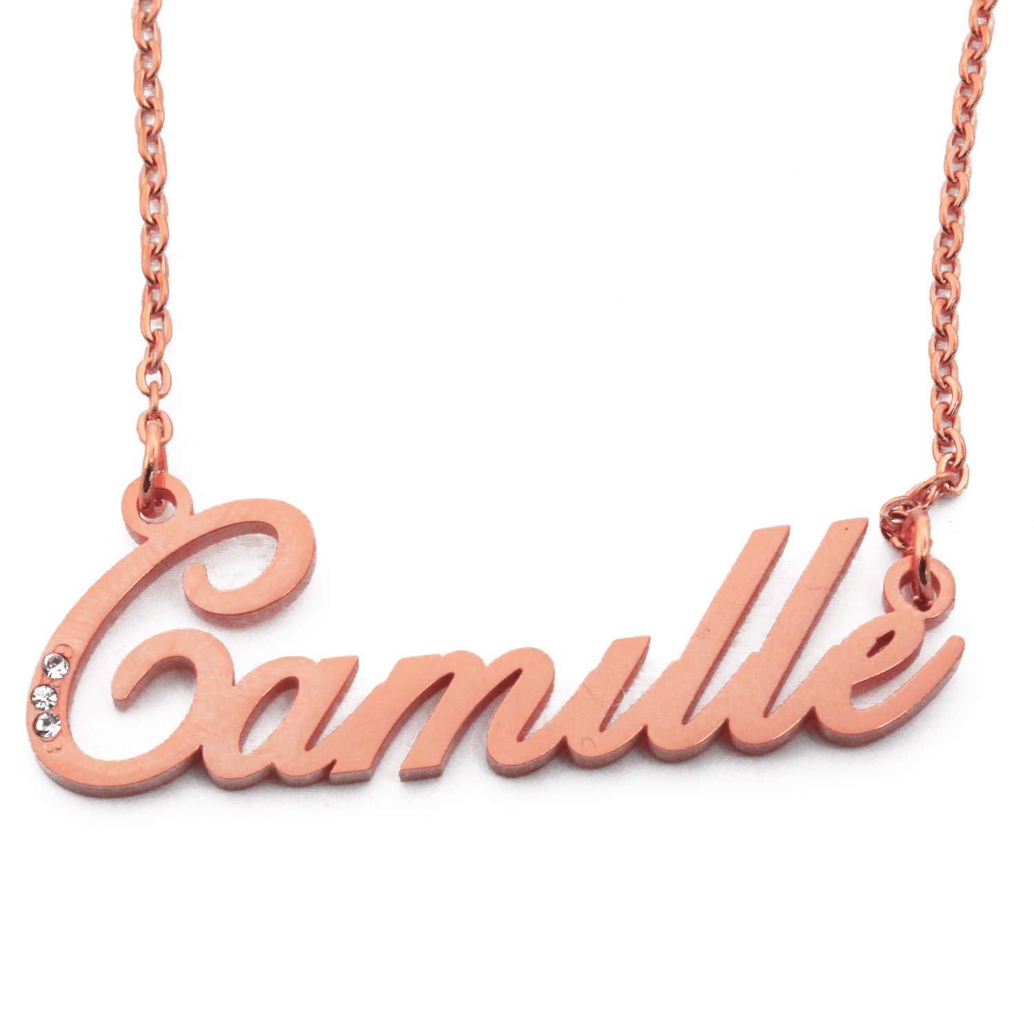 Kigu Camille Personalised Name Necklace - 18ct Rose Gold Plated - Custom Jewellery - Incl Gift Packaging