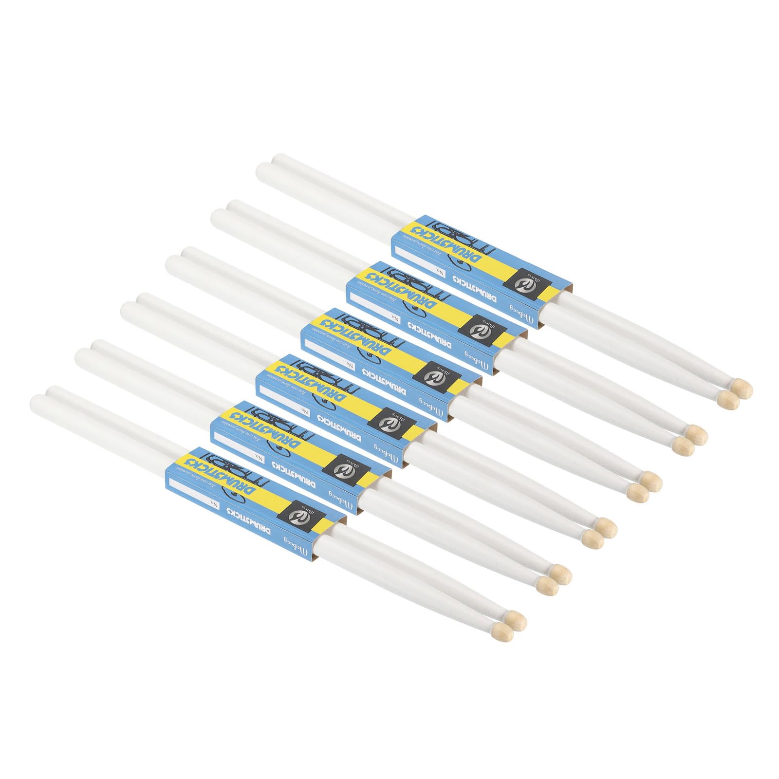 PATIKIL 6 Pairs Maple Wood Drumstick Anti Slip Drum Stick 5A White for Drumming Musical Instrument Percussion