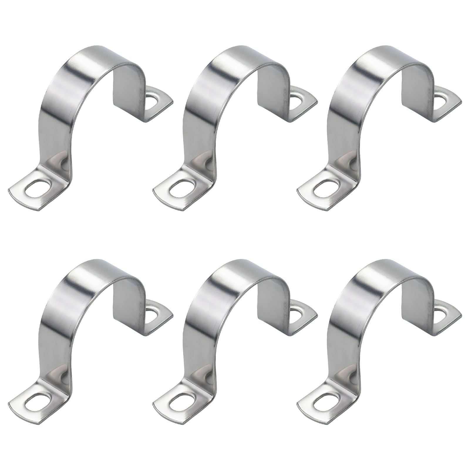 Pipe Strap Clamp Ø 2 Inch, Heavy Duty Metal U Bracket with 2 Holes - Stainless Steel Conduit Clamps - Pipe Mounting Brackets | Ø 50 mm | 7 Pcs