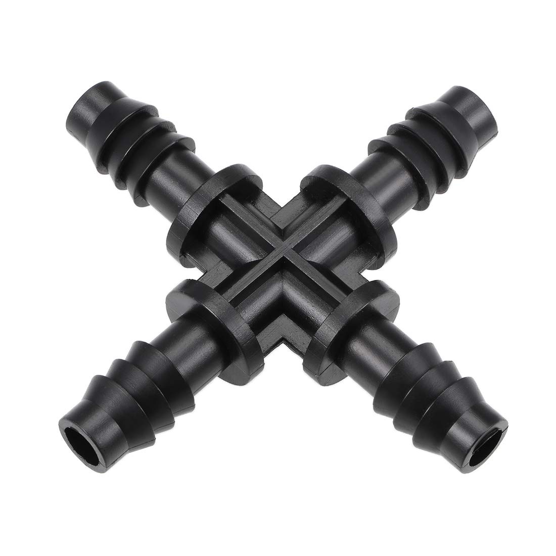 sourcing map Barb Drip Pipe Connector 8mm Inner Diameter Hose Fitting 4 Way for Garden Agricultural Irrigation System, Plastic 5pcs