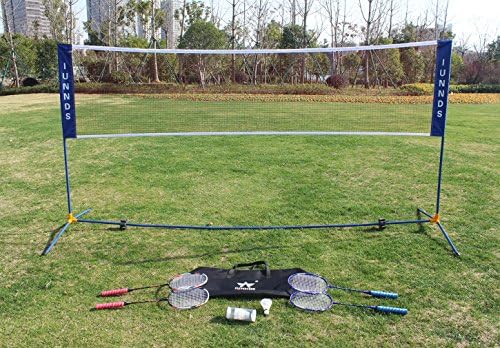 Sports God Height Adjustable Portable Large Volleyball Badminton Tennis Net Set with Stand/Frame (10 ft)