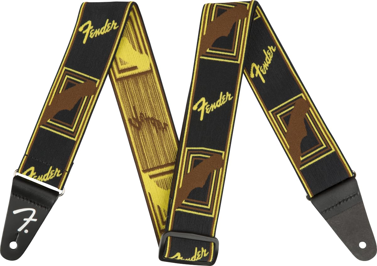 Fender Weighless™ Monogram Strap - 2" Wide - Black/Yellow/Brown