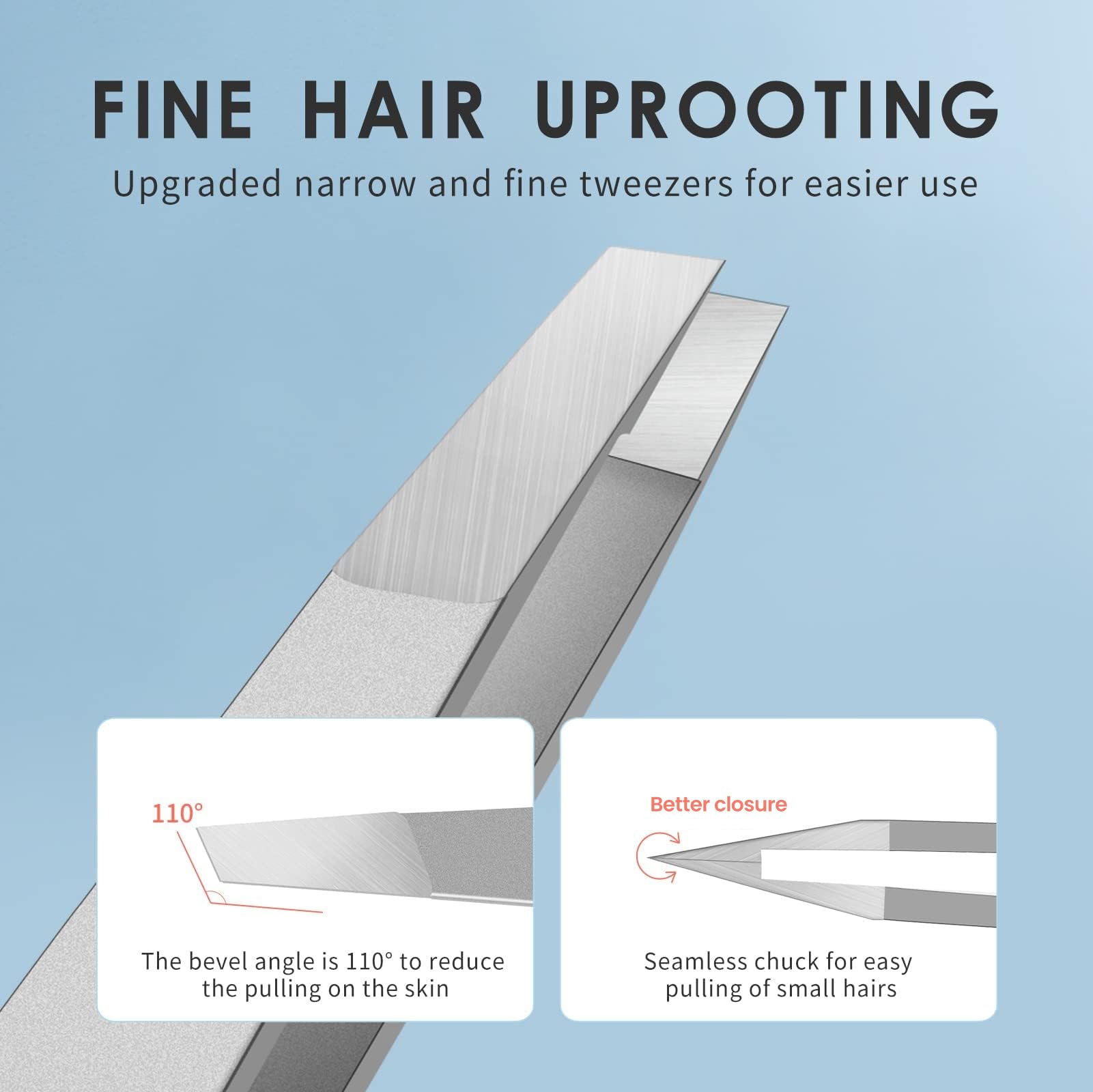 ZERNBER Eyebrow Hair Removal Tweezers, Slant Tweezer Handmade Professional Eyebrow Facial & Hair Remover Better closure Stainless Steel