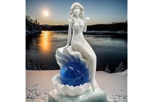 REYISO Mermaid Statue Outdoor Decor Garden Statues with Solar Lights, Winter Decor, Nautical Decor, Patio Decor, Home Decor, Valentine Decor, Birthday Gifts for Women, Men, Mom, Dad