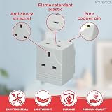 Invero 3 Way Multi Socket Plug Splitter Adapter 13A Fuse UK Mains Wall Power view 3