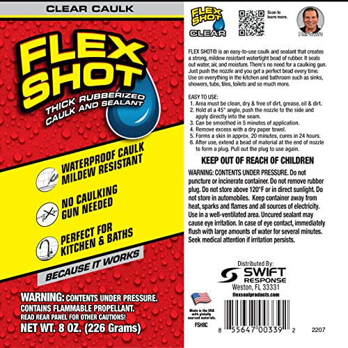 Flex Shot Rubber Adhesive Sealant Caulk, 8oz, Clear Pricepulse