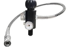 PAUTACA 5/8-18UNF Thread 4500psi Black Paintball Fill Stations Adapter Valve Charging Valve PCP Air-Gun Tank Charging Valve Dual Gauge Valve (Non Regulated) with 20 Inches High Pressure Hose