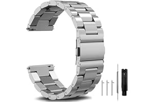 NIXIAMY Nxiamy Quick Release Stainless Steel Watch Band Metal Matte brushed Watch Strap 16mm 18mm 20mm 22mm 24mm Smartwatch Replacement Band Men Women