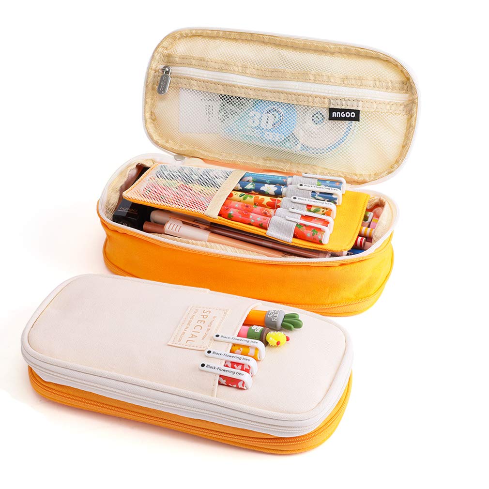 iSuperb Pencil Case Large Capacity Student Pencil Bag Canvas Pencil Pouch Girls Women Stationery Storage Bag Double Zipper Pencil Organizer for High School Office Students Teens Adults