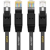 Ethernet Cable CAT 6, [2 Pack x 2 Meter] Durable Flat Ethernet Patch Cables 1000Mbps Network Cable Universal RJ45 Ethernet Cables for Pc, Computer Server, Printer, Router - New