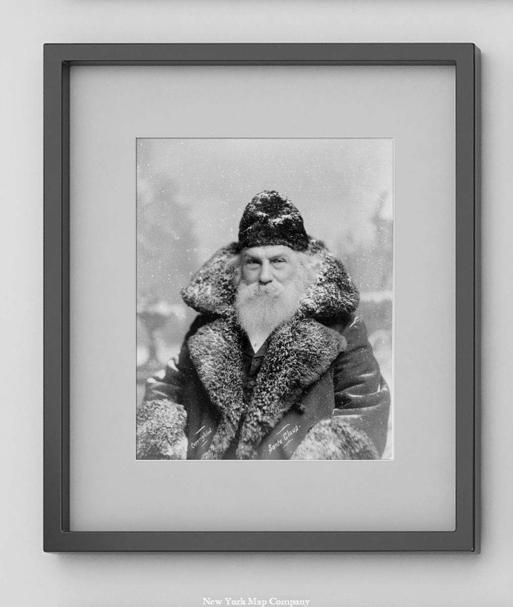 Photographs - INFINITE PHOTOGRAPHS Santa Claus, c1895 Photograph|Half-Length, Facing Front, in Snowy Scene |8x10 Black & White Vintage Christmas Photo - Ready to Frame