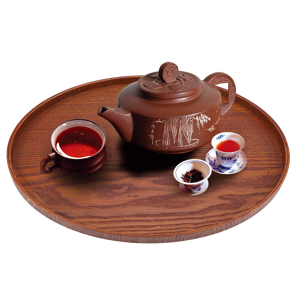 Wood Serving Tray Round Natural Wooden Plate Tea Food Server Dishes Water Drink Platter for Home Hotel(Diameter: 30cm / 11.81 inch)