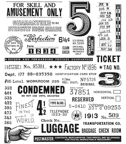 Tampons étirables Tim Holtz - 17,8 X 21,6 Cm, Chiffres Vieillis 0 à 9 - Pour Scrapbooking, Cartes, Artisanat