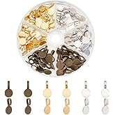 PH PandaHall 108 Pcs 10mm Flat Round Tibetan Style Alloy Glue on Flat Pad Bails Pendants Charms Connector Hanger 18x10mm for Jewelry Making 3 Colors