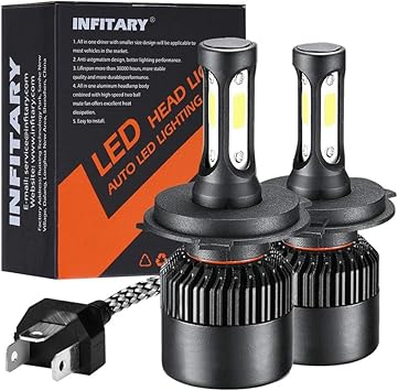 infitary led headlight bulbs h4 9003 hb2 conversion kits high low beam auto headlamp dual beam car headlight 72w 6500k super bright white 2 bulbs per