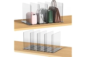 frtzal Purse Organizer for Closet, Shelf Dividers for Closet Organization Adjustable Plastic Handbag Organizers for Closets Purse Storage Organizer (2PCS 5 layers Tra)